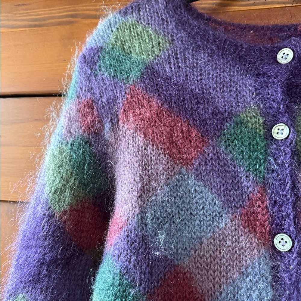 Fuzzy mohair knit vintage cardigan